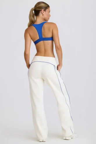 Pantalon de jogging blanc à taille mi-haute et coupe droite