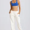 Pantalon de jogging blanc à taille mi-haute et coupe droite Pantalon de jogging blanc à taille mi-haute et coupe droite