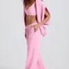 Pantalon de jogging en jersey de coton doux, taille mi-haute et jambes larges, couleur rose pâle Pantalon de jogging en jersey de coton doux, taille mi-haute et jambes larges, couleur rose pâle