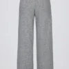 Pantalon de jogging en maille à taille mi-haute et jambes larges, gris