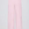 Pantalon de jogging en maille à taille mi-haute et jambes larges, rose pâle Pantalon de jogging en maille à taille mi-haute et jambes larges, rose pâle