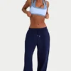Pantalon de jogging à jambes larges en jersey brossé, bleu marine classique