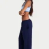 Pantalon de jogging à jambes larges en jersey brossé, bleu marine classique