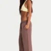 Pantalon de jogging à jambes larges en jersey brossé, couleur cacao Pantalon de jogging à jambes larges en jersey brossé, couleur cacao