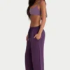 Pantalon de jogging à jambes larges en jersey brossé, couleur prune