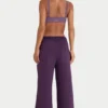Pantalon de jogging à jambes larges en jersey brossé, couleur prune