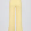 Pantalon de jogging à jambes larges en maille côtelée, couleur citron