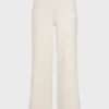 Pantalon de jogging à jambes larges en maille côtelée, couleur ivoire
