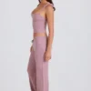 Pantalon de jogging à jambes larges en maille côtelée, couleur mauve Pantalon de jogging à jambes larges en maille côtelée, couleur mauve