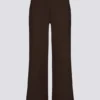 Pantalon de jogging à jambes larges en maille côtelée couleur noyer Pantalon de jogging à jambes larges en maille côtelée couleur noyer