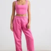 Pantalon de jogging oversize en jersey brossé rose vif Pantalon de jogging oversize en jersey brossé rose vif