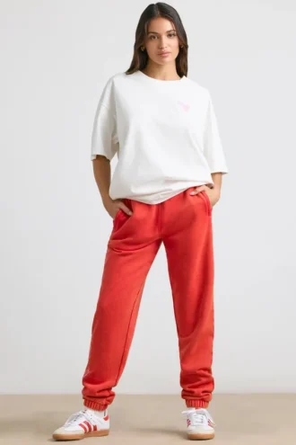 Pantalon de jogging oversize en jersey brossé rouge