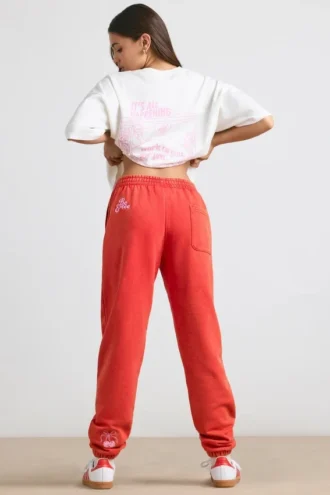 Pantalon de jogging oversize en jersey brossé rouge