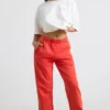 Pantalon de jogging oversize en jersey brossé rouge Pantalon de jogging oversize en jersey brossé rouge