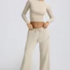 Pantalon de jogging taille basse à jambes larges, couleur ivoire
