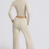 Pantalon de jogging taille basse à jambes larges, couleur ivoire