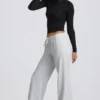 Pantalon de jogging taille basse à jambes larges, gris chiné Pantalon de jogging taille basse à jambes larges, gris chiné