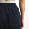 Pantalon de jogging taille moyenne en molleton de coton noir