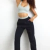 Pantalon de jogging taille moyenne en molleton de coton noir