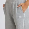 Pantalon de jogging taille moyenne à jambes droites, gris chiné
