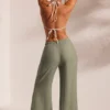 Pantalon de plage texturé froissé vert clair Pantalon de plage texturé froissé vert clair