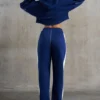 Pantalon de survêtement à jambes larges bleu marine Pantalon de survêtement à jambes larges bleu marine