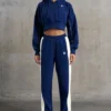 Pantalon de survêtement à jambes larges bleu marine Pantalon de survêtement à jambes larges bleu marine