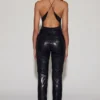 Pantalon droit Nemyra en simili cuir croco, noir Pantalon droit Nemyra en simili cuir croco, noir