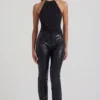 Pantalon droit Nemyra en simili cuir croco, noir Pantalon droit Nemyra en simili cuir croco, noir
