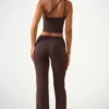 Pantalon droit taille mi-haute Hollis, couleur marron chocolat