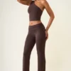 Pantalon droit taille mi-haute Hollis, couleur marron chocolat