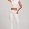 Pantalon droit à taille mi-haute Hollis en blanc
