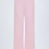 Pantalon droit taille moyenne Libby Pointelle en rose pâle Pantalon droit taille moyenne Libby Pointelle en rose pâle