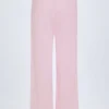 Pantalon droit taille moyenne Libby Pointelle en rose pâle Pantalon droit taille moyenne Libby Pointelle en rose pâle