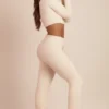 Pantalon large en maille moelleuse Safia, couleur ivoire