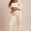 Pantalon large en maille moelleuse Safia, couleur ivoire