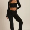 Pantalon large en maille moelleuse Safia, noir Pantalon large en maille moelleuse Safia, noir