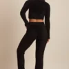 Pantalon large en maille moelleuse Safia, noir Pantalon large en maille moelleuse Safia, noir