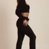 Pantalon large en maille moelleuse Safia, noir Pantalon large en maille moelleuse Safia, noir
