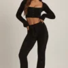 Pantalon large en maille moelleuse Safia, noir Pantalon large en maille moelleuse Safia, noir