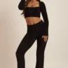 Pantalon large en maille moelleuse Safia, noir Pantalon large en maille moelleuse Safia, noir