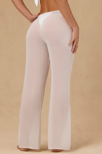 Pantalon large à nouer sur le devant Hydra, blanc