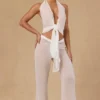 Pantalon large à nouer sur le devant Hydra, blanc