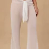 Pantalon large à nouer sur le devant Hydra, blanc