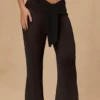 Pantalon large à nouer sur le devant Hydra, noir