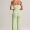 Pantalon large à revers en modal Melida, vert sauge Pantalon large à revers en modal Melida, vert sauge
