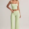 Pantalon large à revers en modal Melida, vert sauge Pantalon large à revers en modal Melida, vert sauge