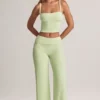 Pantalon large à revers en modal Melida, vert sauge Pantalon large à revers en modal Melida, vert sauge