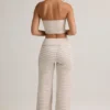 Pantalon large à revers Melida en modal, rayures roses et jaunes Pantalon large à revers Melida en modal, rayures roses et jaunes