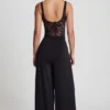 Pantalon large taille moyenne en jersey doux Zafira, noir